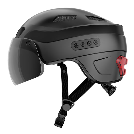 Casco inteligente de llamadas Bluetooth mejorado con cámara grabadora de conducción incorporada 1080P HD, visera desmontable, luz trasera de señal de giro