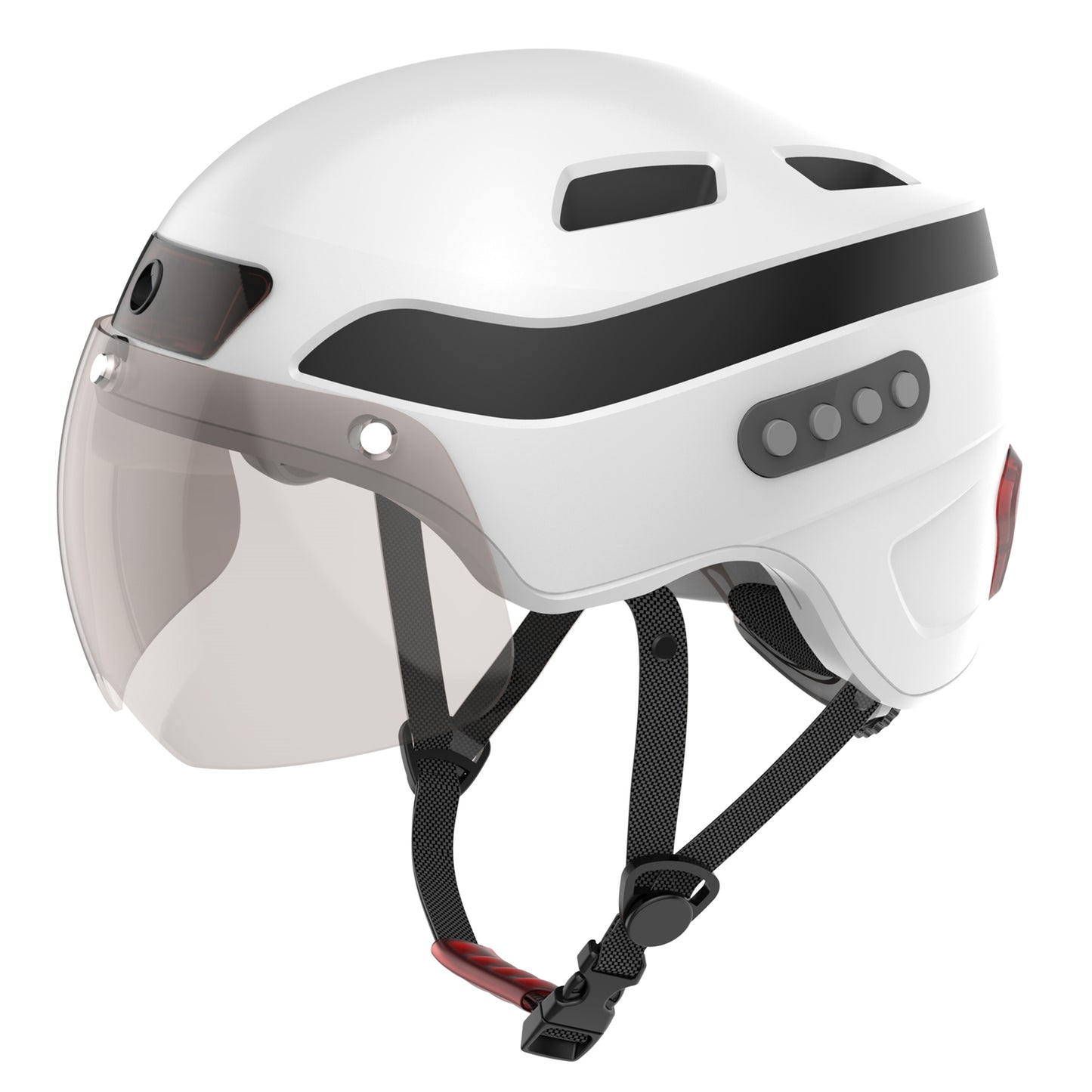 Casco inteligente de llamadas Bluetooth mejorado con cámara grabadora de conducción incorporada 1080P HD, visera desmontable, luz trasera de señal de giro