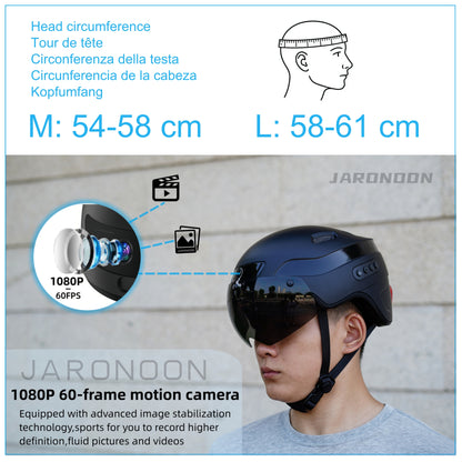 Casco inteligente de llamadas Bluetooth mejorado con cámara grabadora de conducción incorporada 1080P HD, visera desmontable, luz trasera de señal de giro