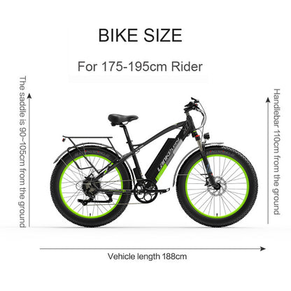 Lankeleisi XC4000 1000W 48V 15Ah Bicicleta eléctrica, Bicicleta de nieve de 26 pulgadas Bicicleta de neumático grueso, Freno de disco hidráulico delantero y trasero