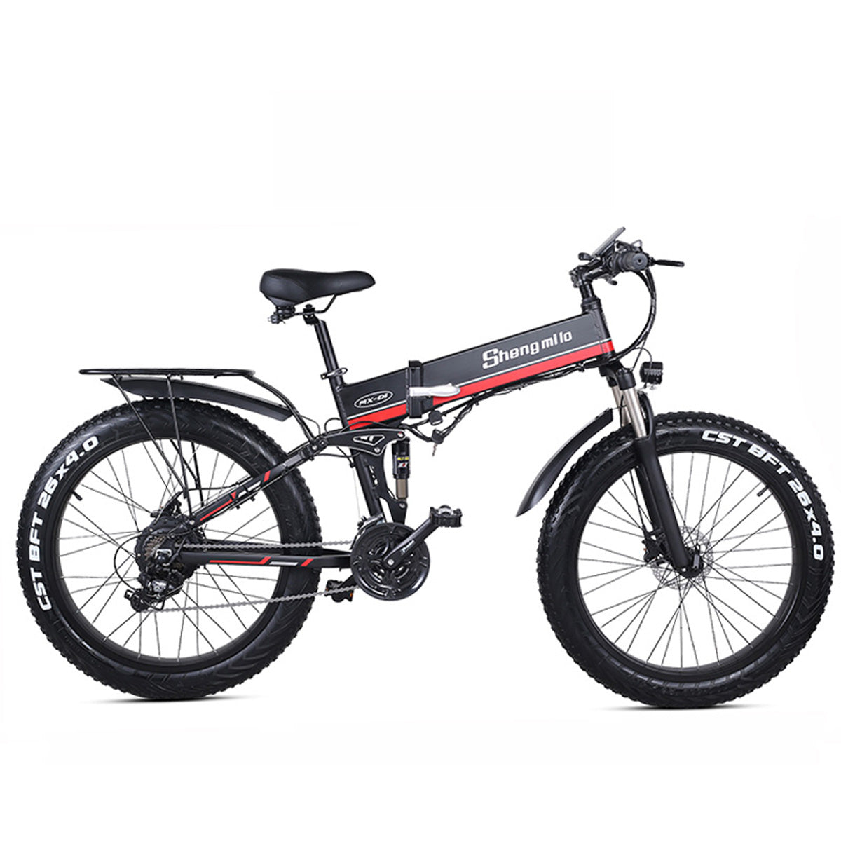 MX01 Bicicleta eléctrica plegable de 26 pulgadas, Motor potente de 48V 1000W, Bicicleta de montaña Fat Bike, Bicicleta de nieve con asistencia de pedal de 5 niveles