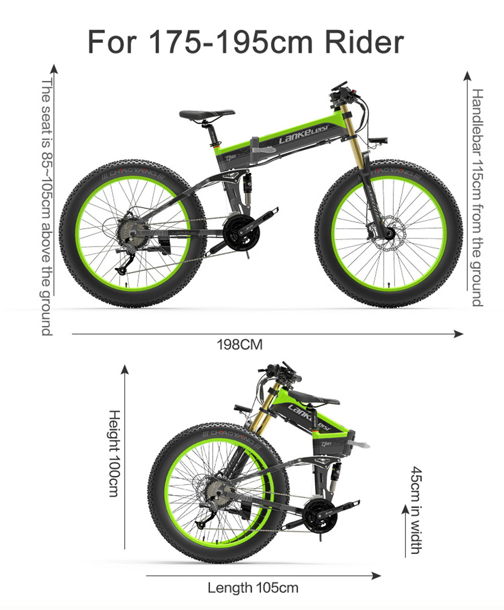 Lankeleisi XT750Plus 1000W Potente bicicleta eléctrica de neumáticos gordos, asistencia de pedal de 5 niveles, batería de litio de gran capacidad de 48V 14.5A / 17.5A, adopta horquilla de descenso con suspensión de doble hombro