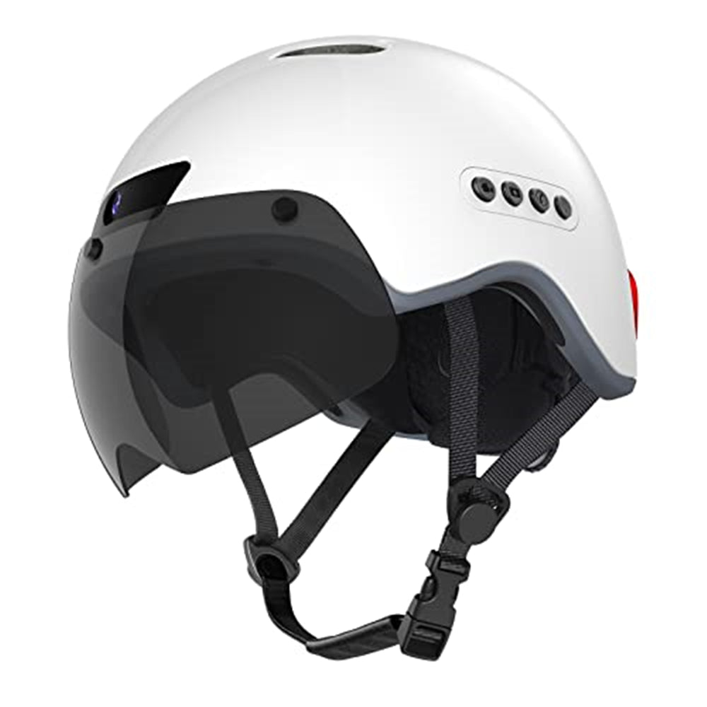 Casco inteligente de llamadas Bluetooth con cámara grabadora de conducción incorporada, visera desmontable, luz trasera de señal de giro, para viajero urbano