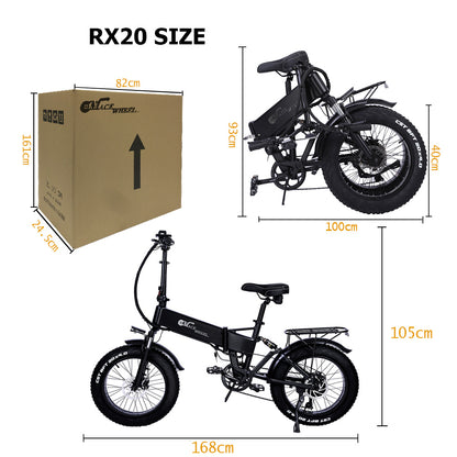 RX20 750W Bicicleta eléctrica plegable 20 * 4.0 Fat Tire Mountain Bike 48V E-bike Suspensión completa