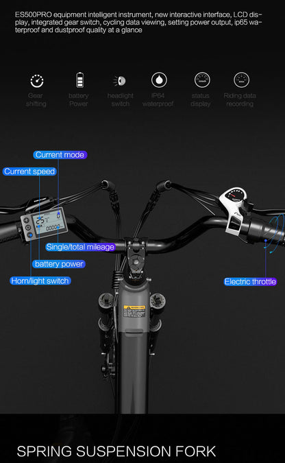 ES500 Pro 500W 48V 16Ah 130Km Resistencia 24 pulgadas Motor sin escobillas Bicicleta eléctrica urbana Frenos de disco duales 32 km / h Velocidad máxima City Bik