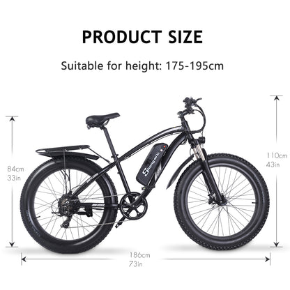 Shengmilo MX02S Bicicleta eléctrica de 26 pulgadas 1000W Bicicleta de montaña para hombre Bicicleta de nieve 48V17Ah Batería de litio 4.0 Neumático gordo E-bike Freno de disco hidráulico