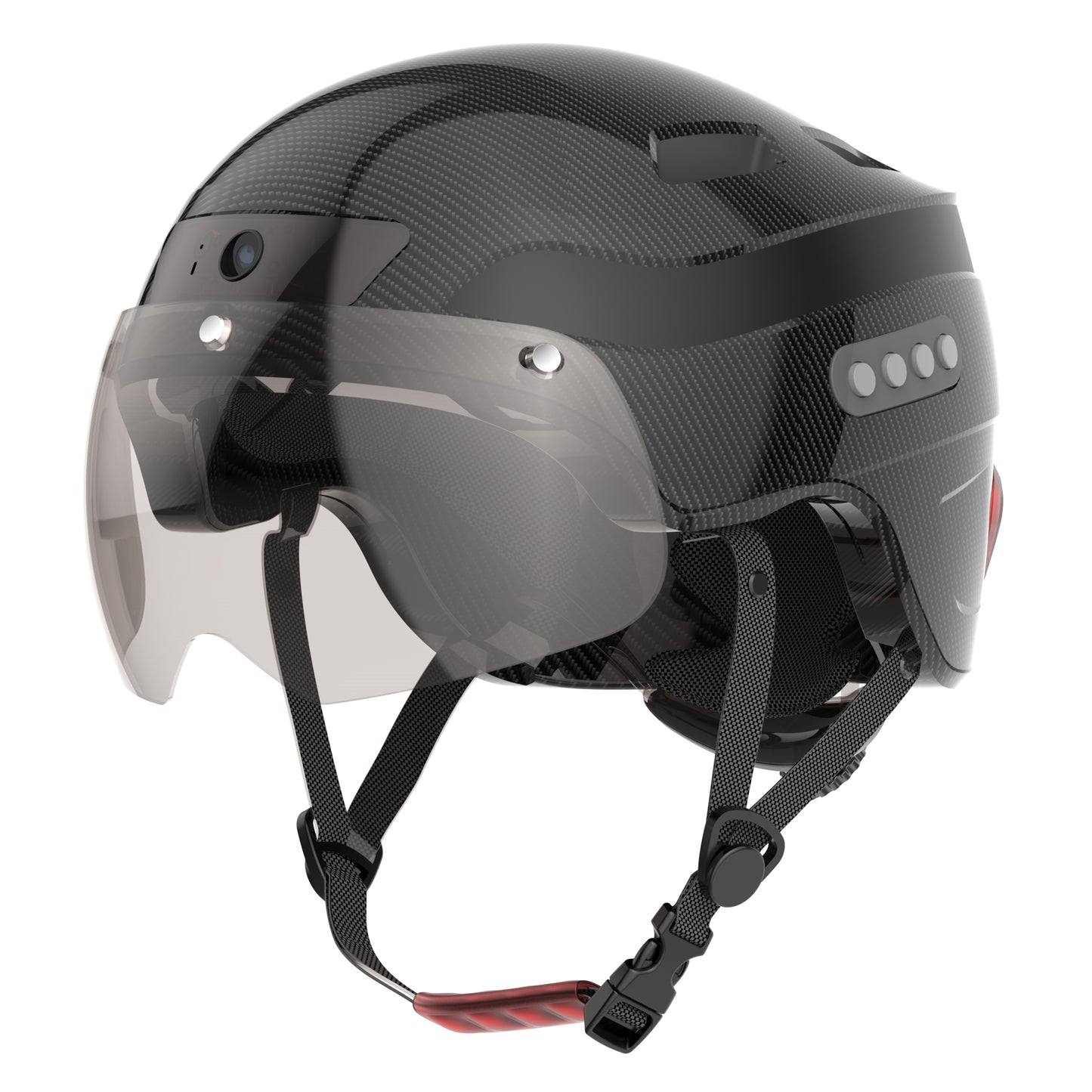 Casco inteligente de llamadas Bluetooth mejorado con cámara grabadora de conducción incorporada 1080P HD, visera desmontable, luz trasera de señal de giro